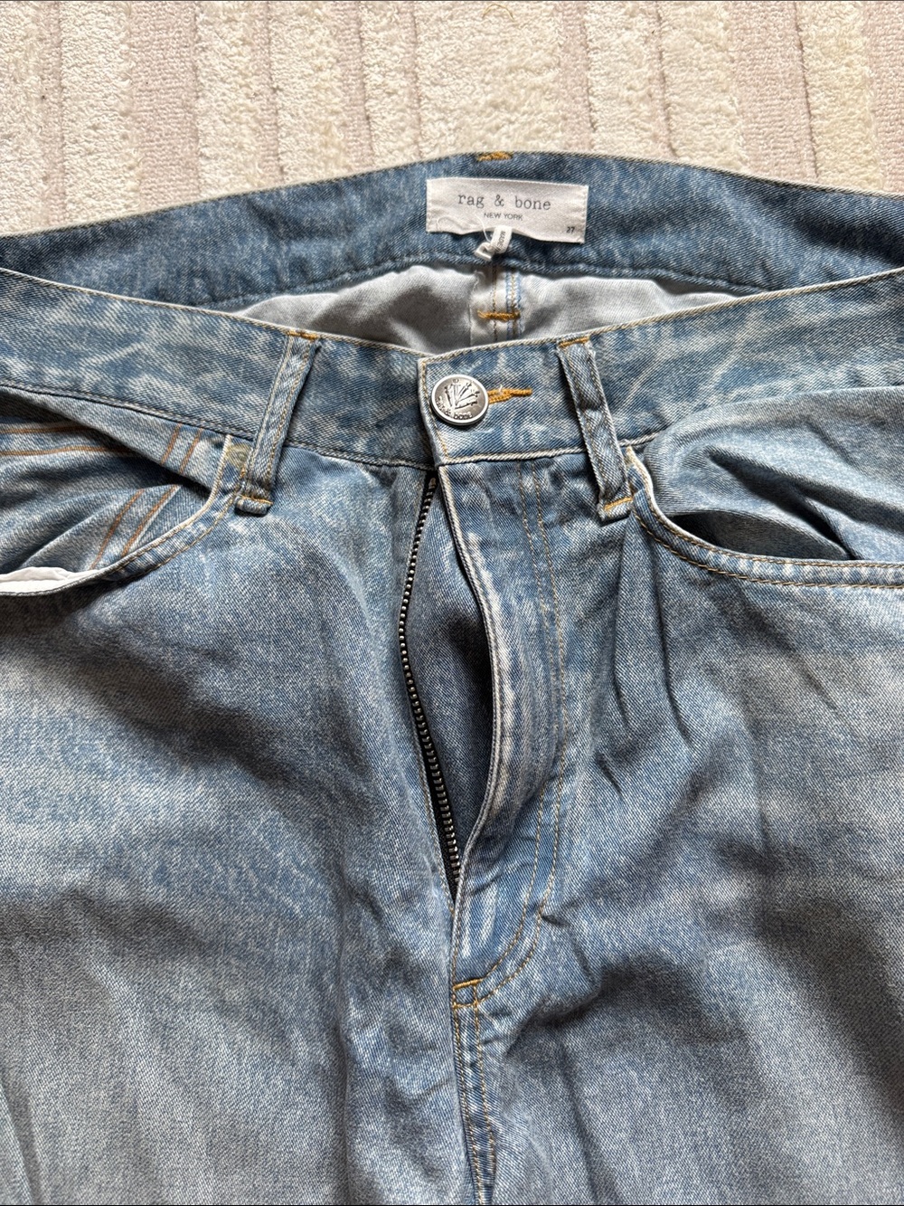 rag & bone Faded Blue Wide-Leg Jeans - Picture 2 of 7